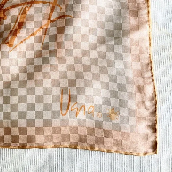 Vintage Vera Neumann Silk Japanese Asian Boat Landscape Square Handrolled Scarf - Picture 8 of 12